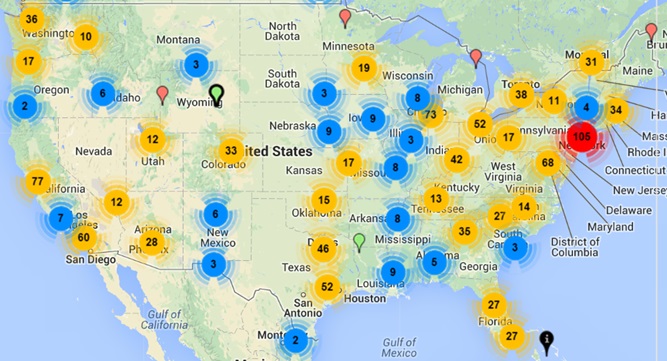 Map of US colocation data centers